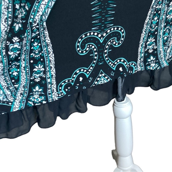 STYLE & CO SLEEVELESS EMBELLISHED ROUND NECK TURQUOISE & BLACK TUNIC SIZE L - Picture 6 of 15